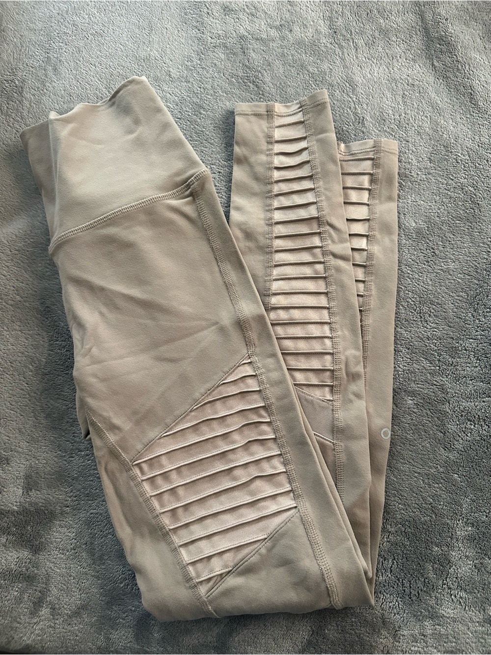ALO Yoga Taupe Ribbed Panel High-Waist alo Leggings